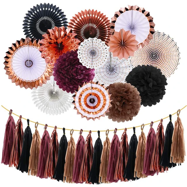 Rose Gold Birthday Decorations Set - Paper Pom Poms, Tassel Garland for  Birthday Party Decorations