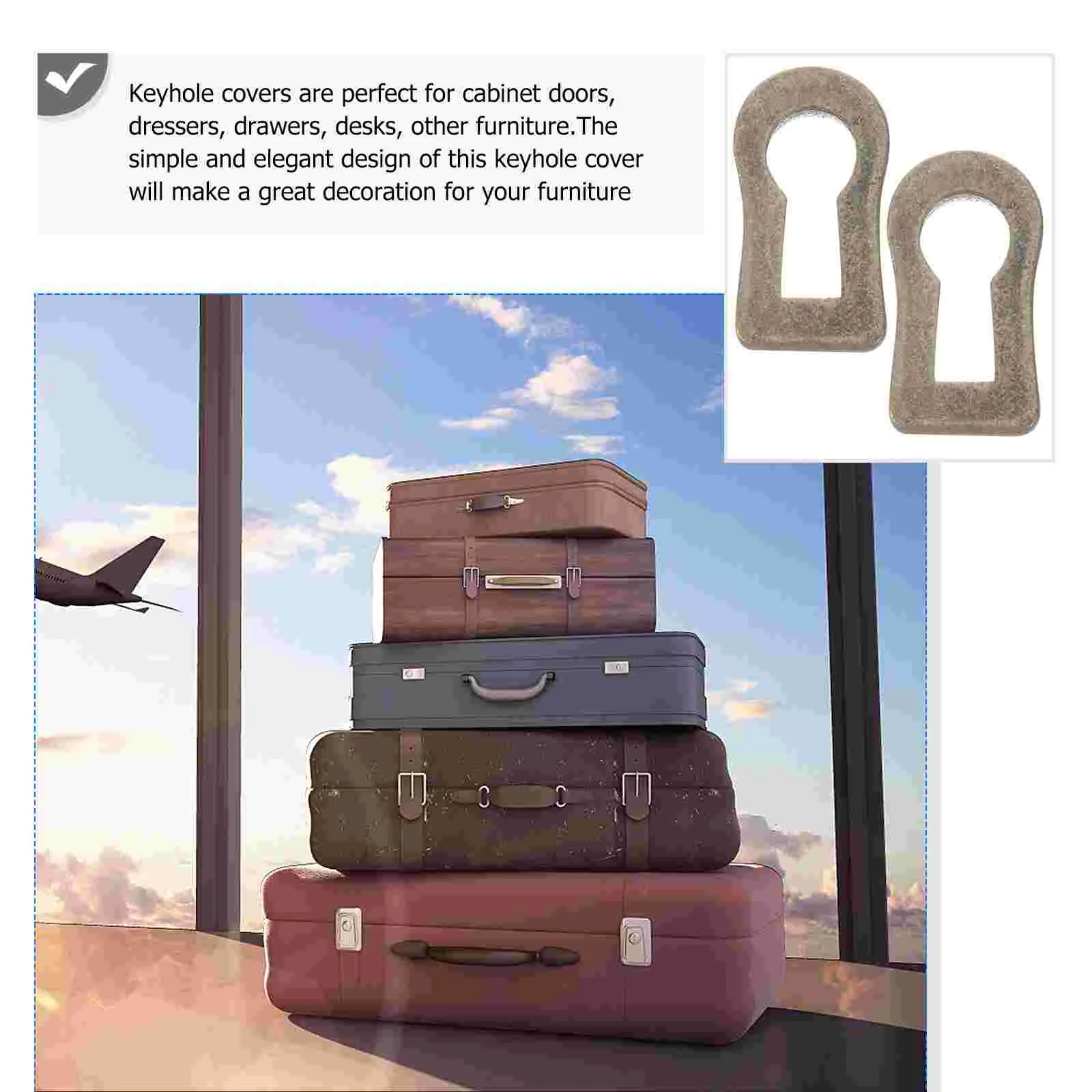 10 Pcs Accessories Cabinet Door Keyhole Cover Zinc Alloy Decorative Insert