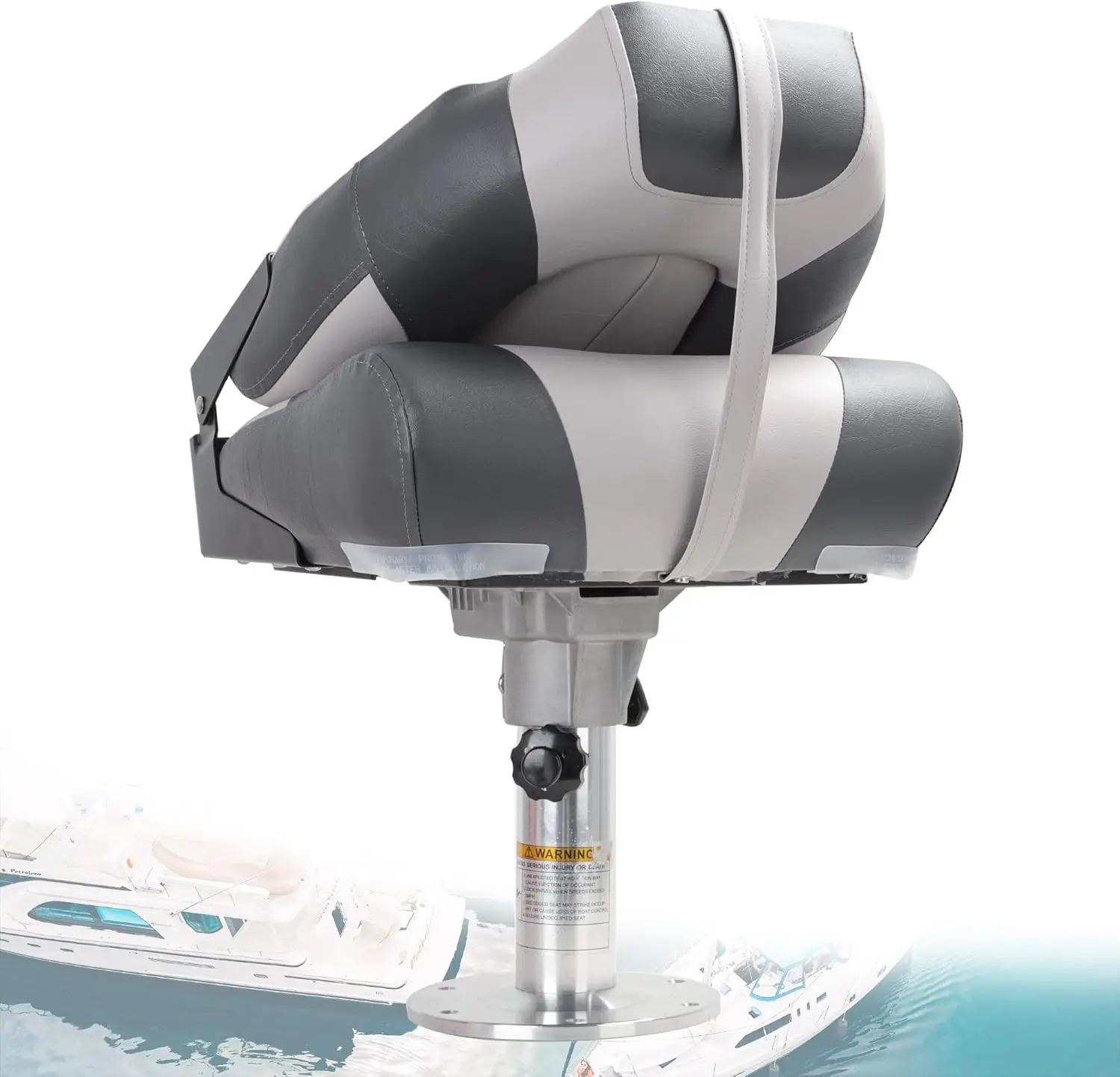 Deluxe Marine High Back Folding Boat Seat,Stainless Steel Screws Included