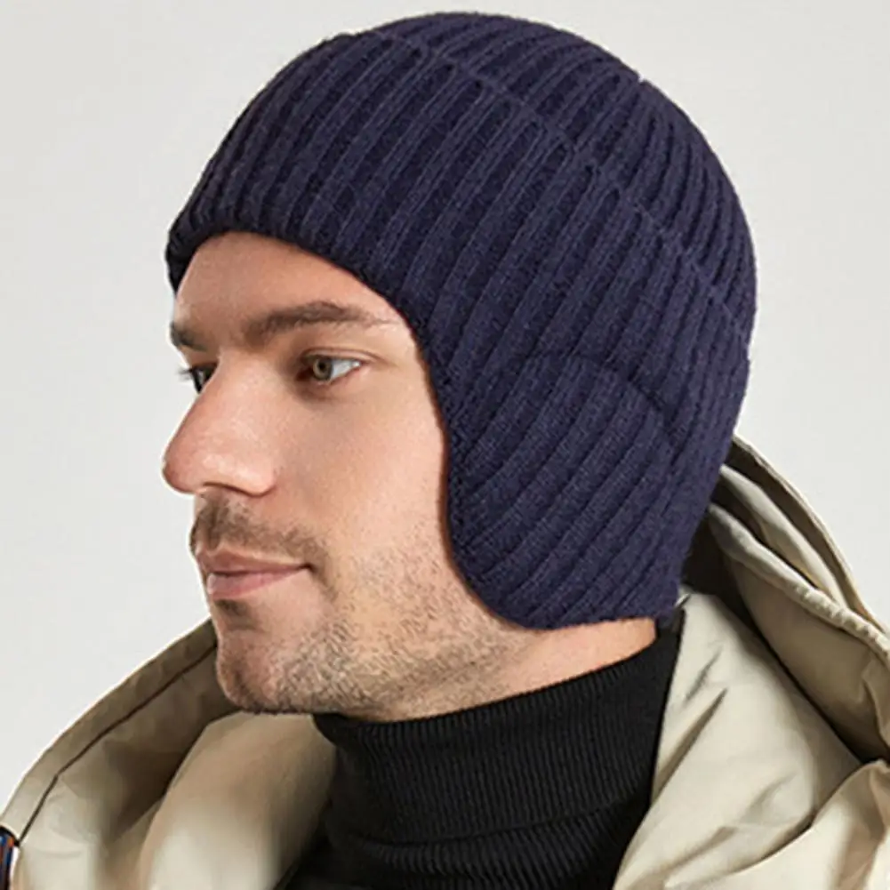 

Women Men Knitted Hat Winter Knitting Hat for Women Men Solid Color Ear Protection Beanie with Brimless Design Warm Coldproof