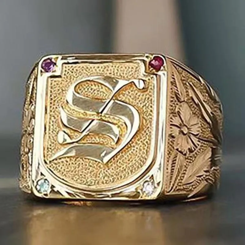 1pc Luxury Geometric Elegant Domineering S Letter Flower Ring For Women Men Wedding Engagement Party Jewelry Accessories 1