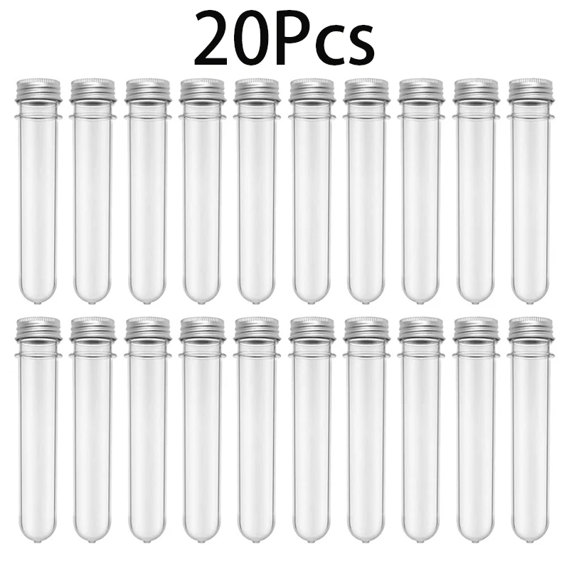 

Пустые многоразовые прозрачные пластиковые пробирки для бутылок с серебристой алюминиевой крышкой, 20 шт., 40 мл/1,35 унций, многофункциональные герметичные флаконы