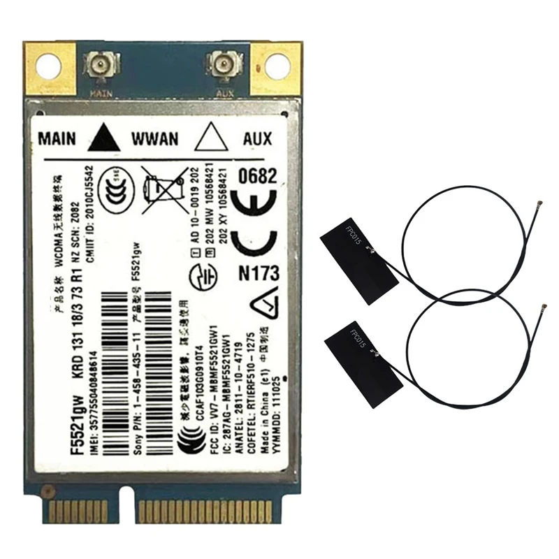 범용 WWAN 카드 + 2Xantenna Gobi3000 HSPA EDGE, 21Mbps 3G 카드, WWAN WANL WCDMA, F5521GW