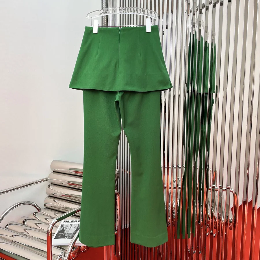 

Spring Free Shipping New Style Fake two skirt pants High waist SLim straight wide leg pants casual lady mopping pants women