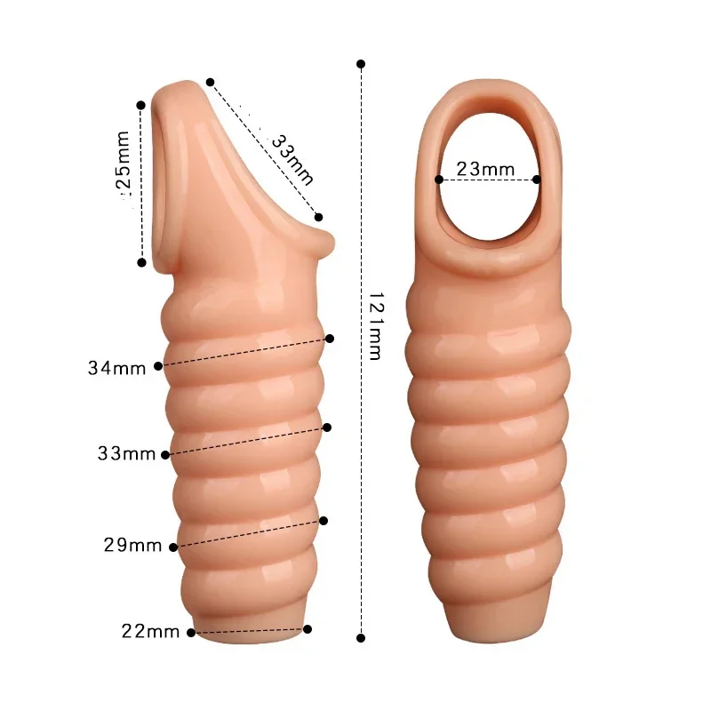 Reusable Condom Delay Penis Extender Cock Rings Sleeve Extension Dildo Glans Cover Enlargement Sex Products Adult Games for Men