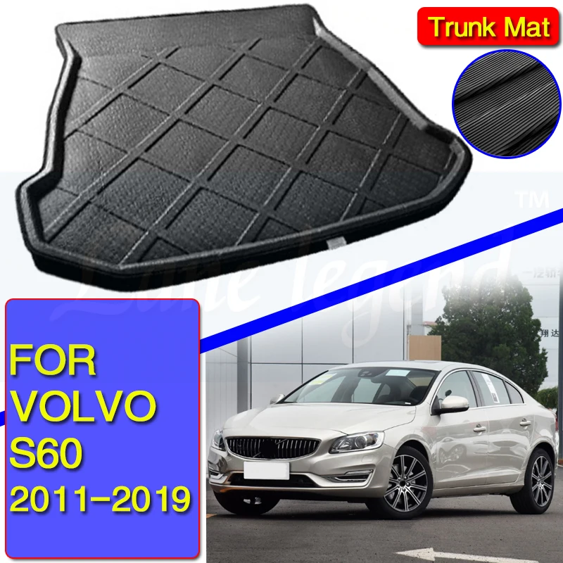  Cuir Tapis Coffre Voiture pour Volvo S60 2011-2022,Couverture  Complète Tapis Protecteur de Plateau de Coffre Anti-Rayures et  Anti-dérapant Imperméable,A/All-Black-Normal