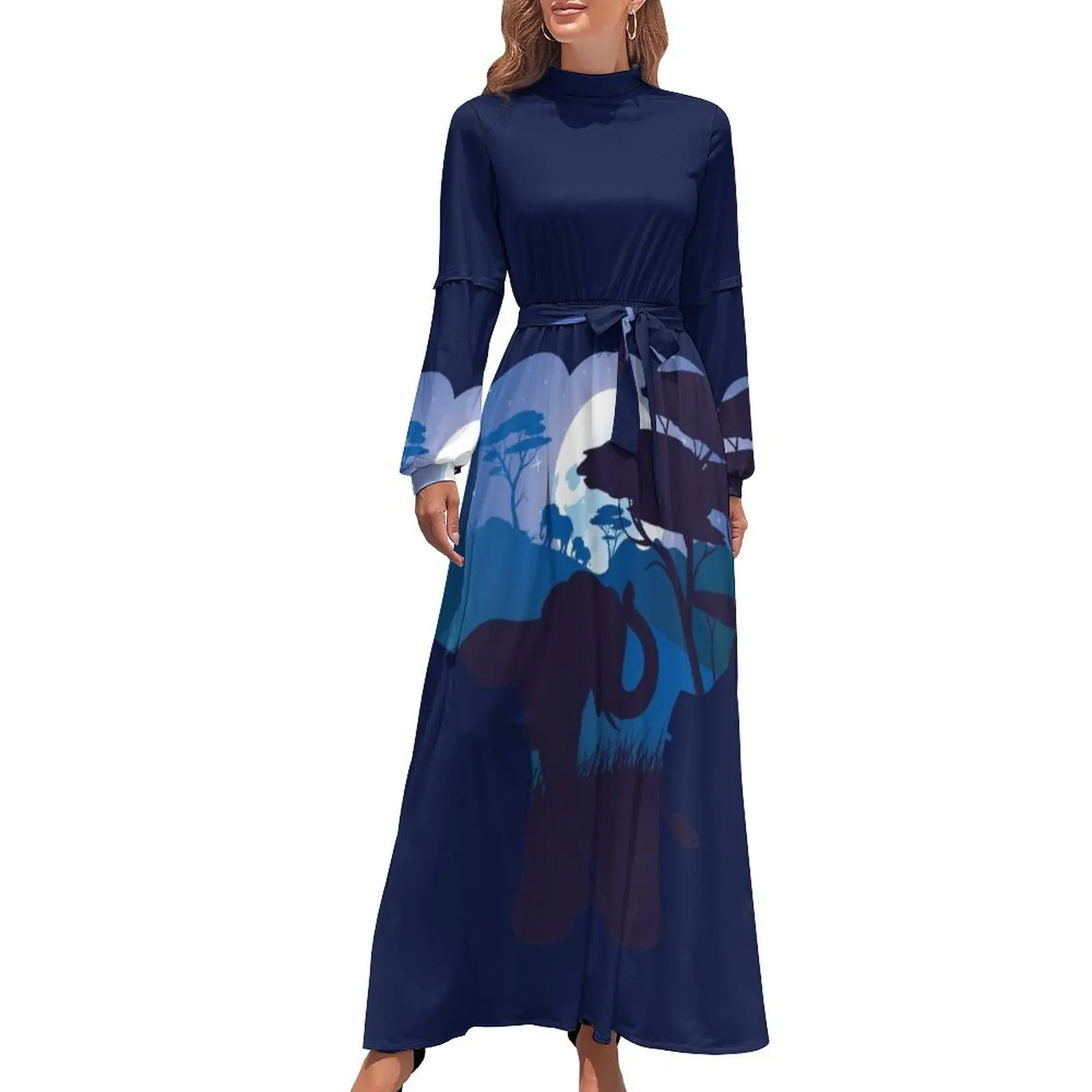 Vestido largo Noche africana con elefante 6 Ropa de mujer Vestidos de verano para mujer
