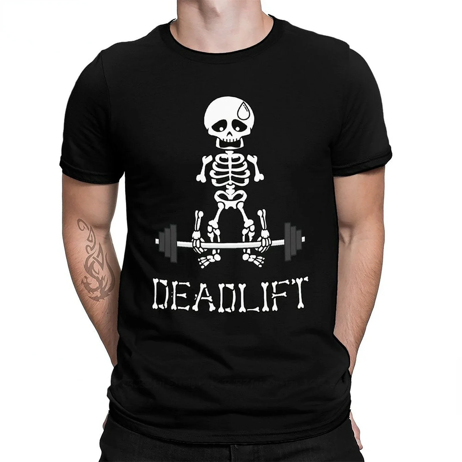 

GYM Muscle Training Crossfit For Men Fashion Streetwear Skull Deadlift Classic Print T-Shirt Bodybuilding Pumping