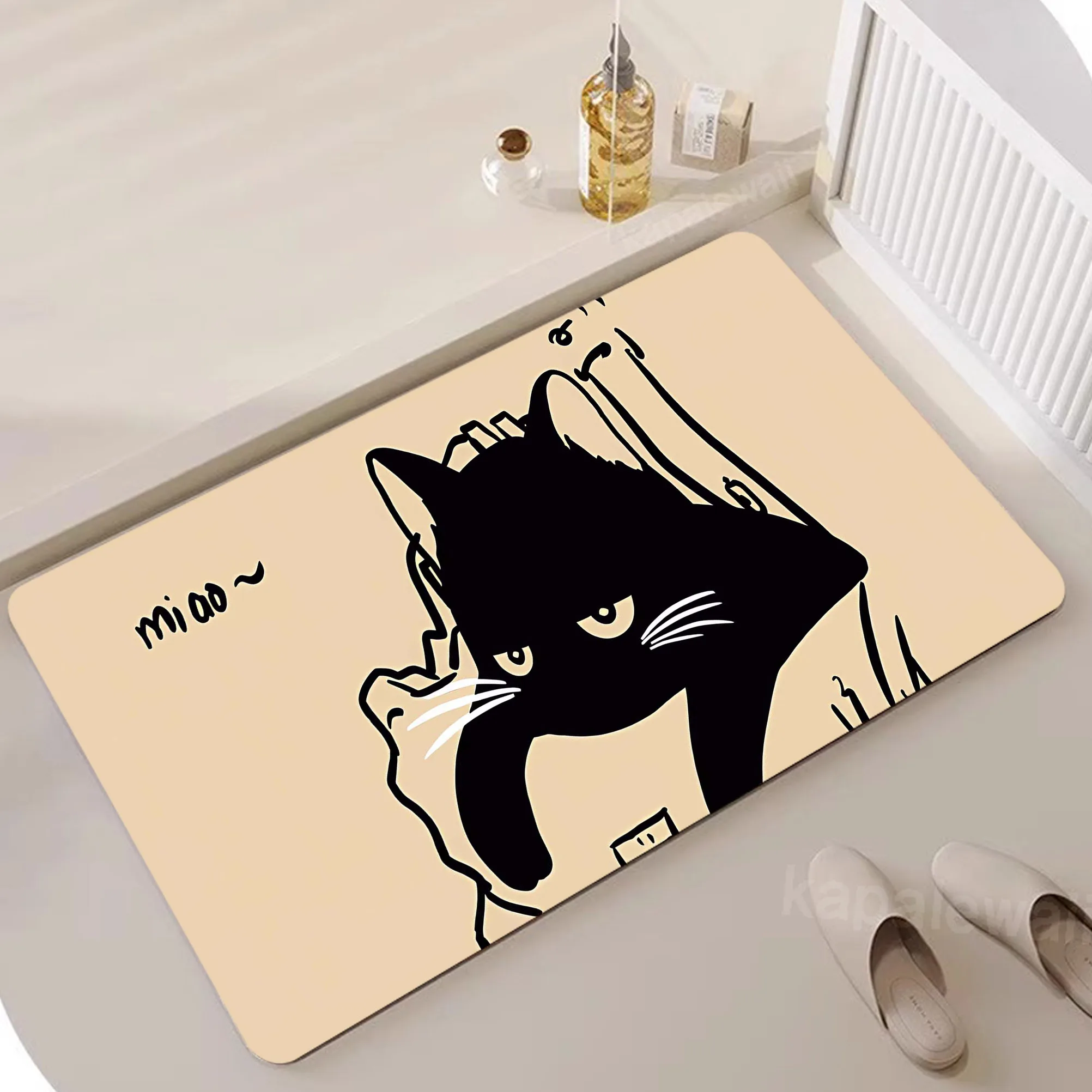 

Diatom Floor Kawaii Cat Cute Diatom Super Absorbent Bathroom Mat CartoonNon-Slip Mud Toilet Pad Quick-Drying Bath Mat Floor Mat