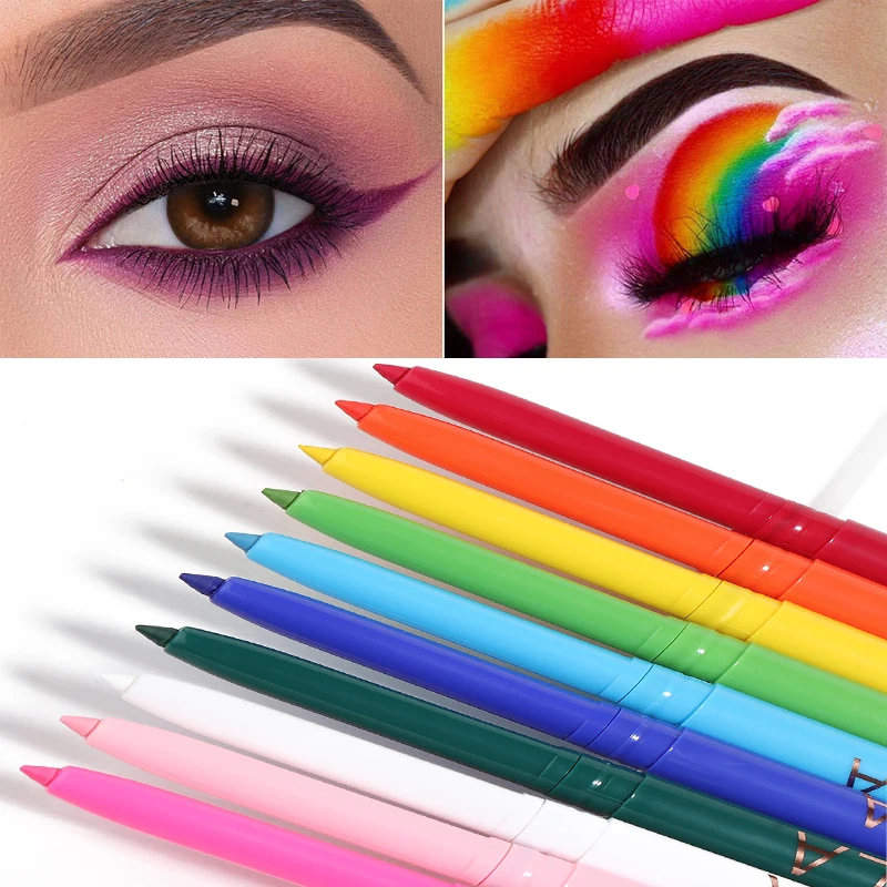 

18 Colors Neon Matte Eyeliner Pencil Gel Waterproof Blue Green Yellow White Eye Liner Pen Bright Eyes Makeup for Eyeshadow