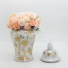 Gold-plated Flower Ceramic Ginger Jar White Ceramic Storage Jar Crafts Ornaments Flower Arrangement Decorative Jar Ornaments 2