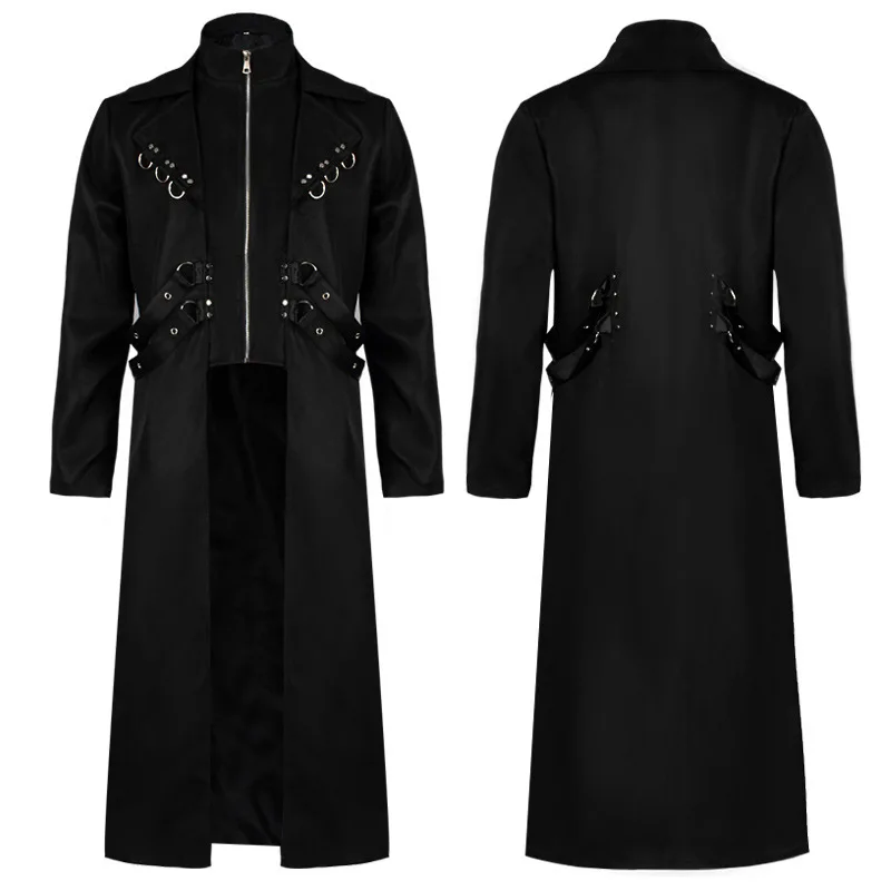 Halloween Medieval Vampire/wizard Cosplay Costume Mens Coat Long Jacket