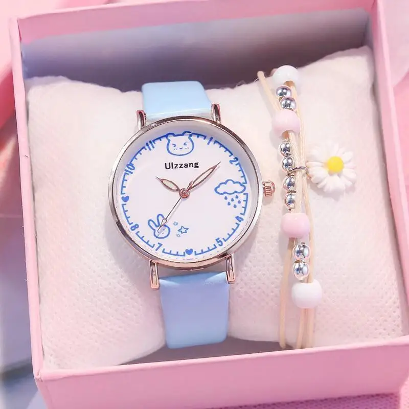 

Children's Watches Only Look At The Time Korean Version of Cute Creative Cartoon Leather Luminous Quartz Boys and Girls Watches