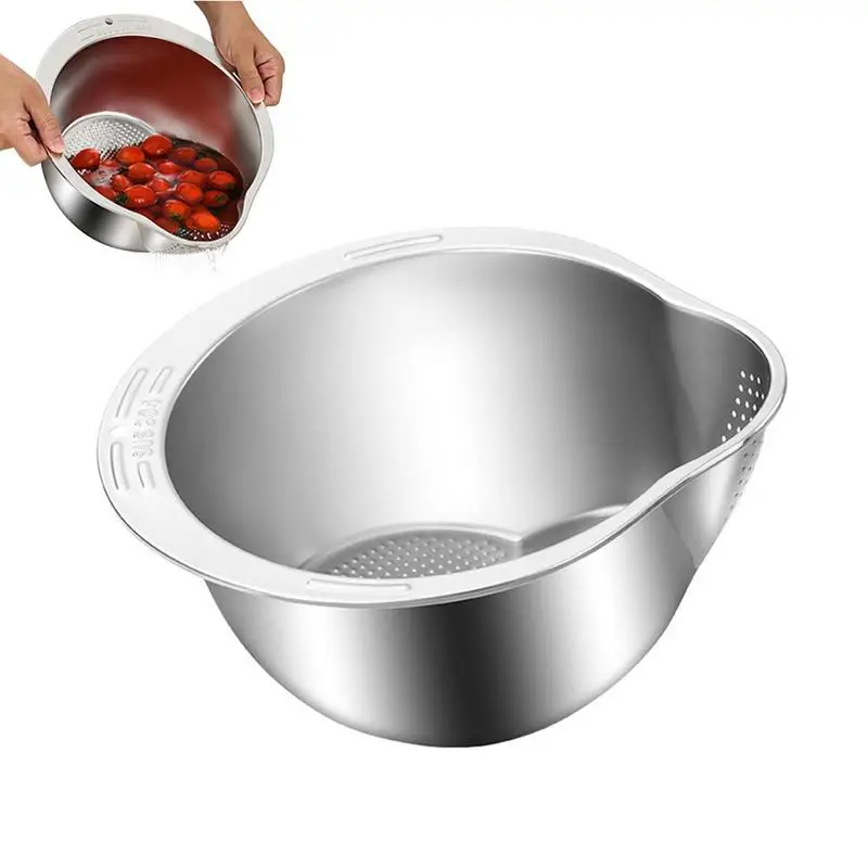 

Rice Cleaner Strainer Rice Washing Filter Strainer Basket Stainless Steel Fruit Vegetable Bowl Drainer Home Kitchen Tools