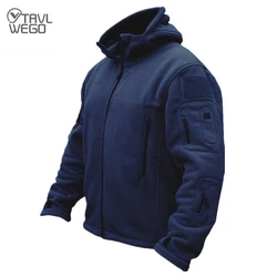 TRVLWEGO Men's Military Tactical Jacket Sport Warm Fleece Hooded Coat Hiking Camping Outerwear Outdoor Adventure Clothes