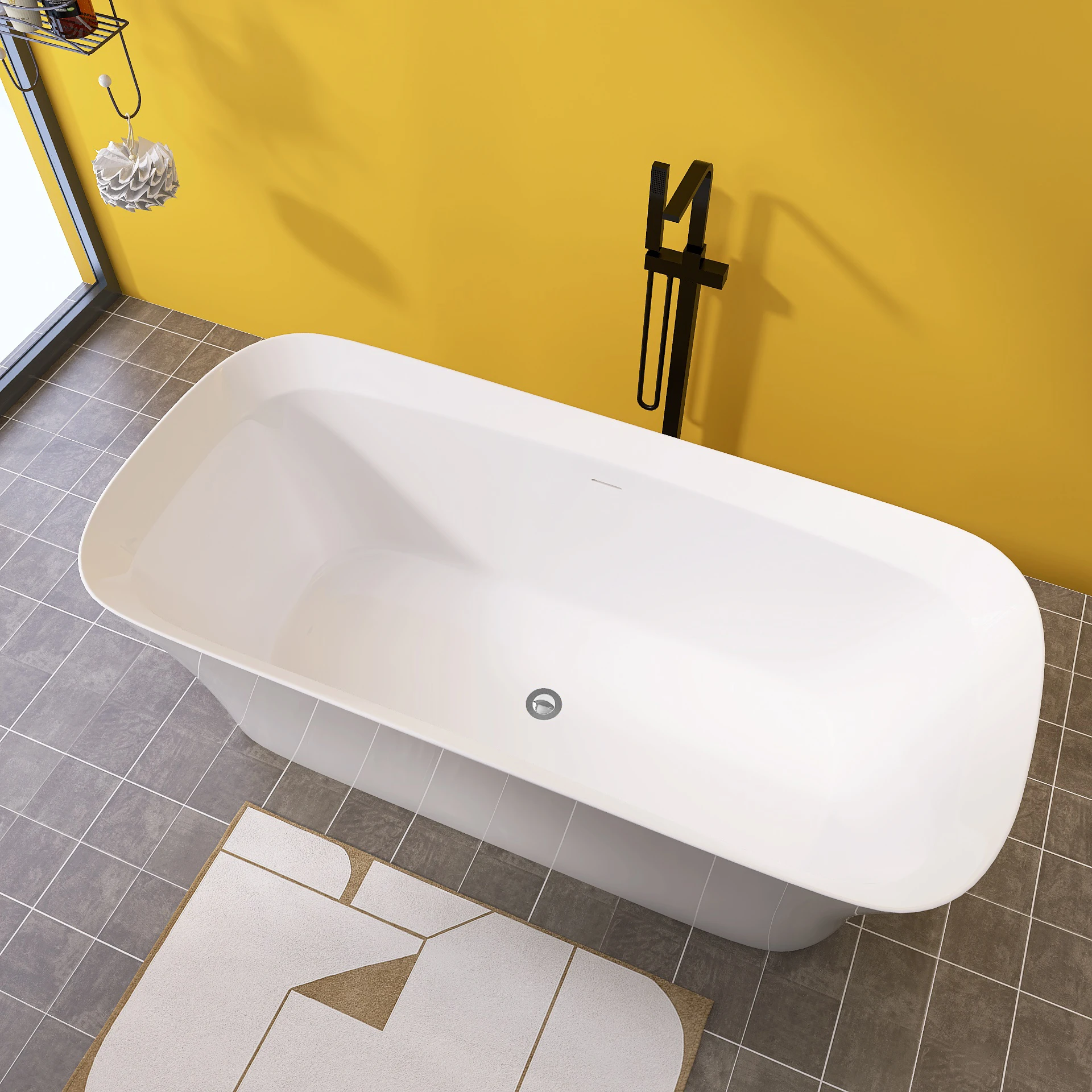 67" Acrylic Free Standing Tub - Classic Oval Shape Soaking Tub, Adjustable Freestanding Bathtub with Integrated Slotted Overflow 6
