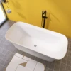 67" Acrylic Free Standing Tub - Classic Oval Shape Soaking Tub, Adjustable Freestanding Bathtub with Integrated Slotted Overflow 6