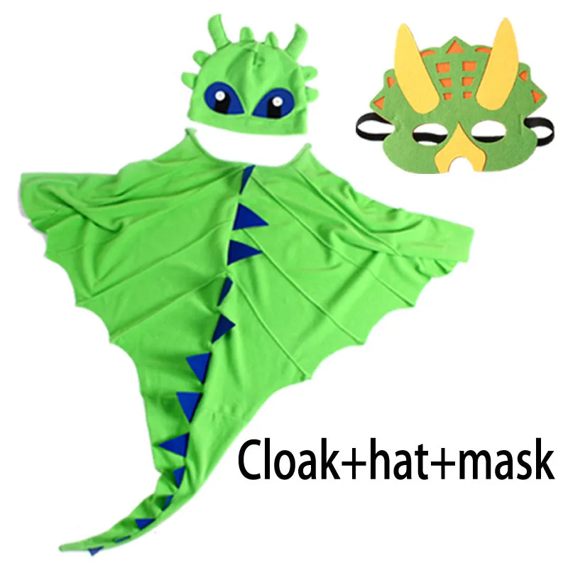 Kids Dinosaur Dragon Hooded Cape – Halloween Costume, Cosplay Cloak For Boys & Girls (3-8 Years)
