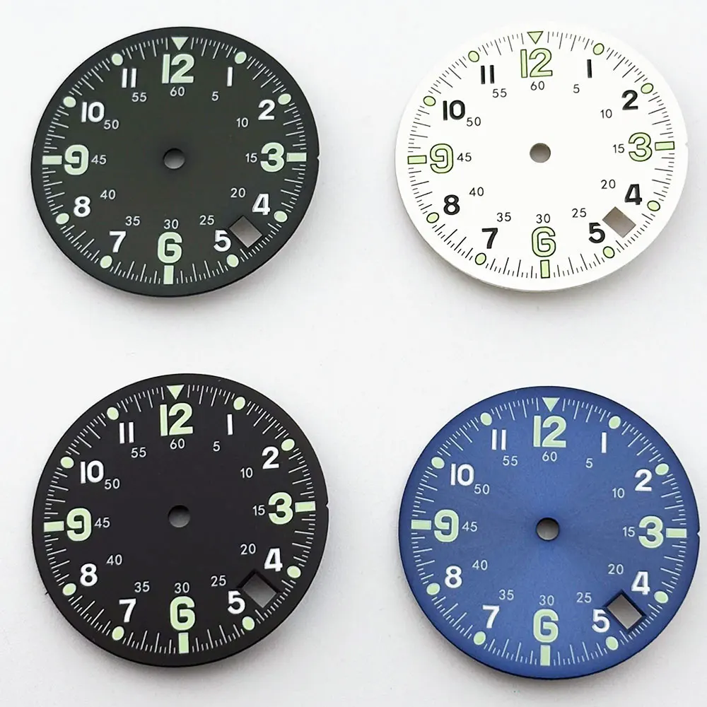 Green Blue Dual Time Zone Watch Dial with C3 Luminous and Single Calendar