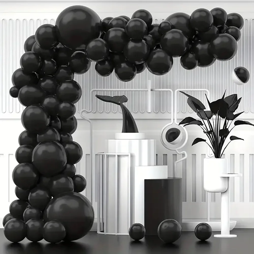 100PCS 검은 풍선 화환 아치 키트 매트 라텍스 Ballon 축제 파티 생일 베이비 샤워 졸업 헬륨 글로브 장식