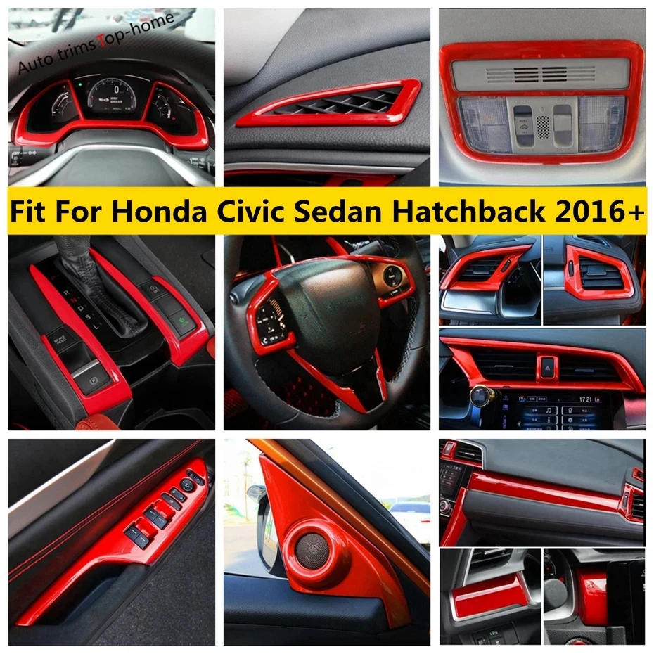 

Pillar A Speaker / Dashboard / Gear Shift Box / Steering Wheel / Window Lift Button Cover Trim Fit For Honda Civic 2016 - 2020