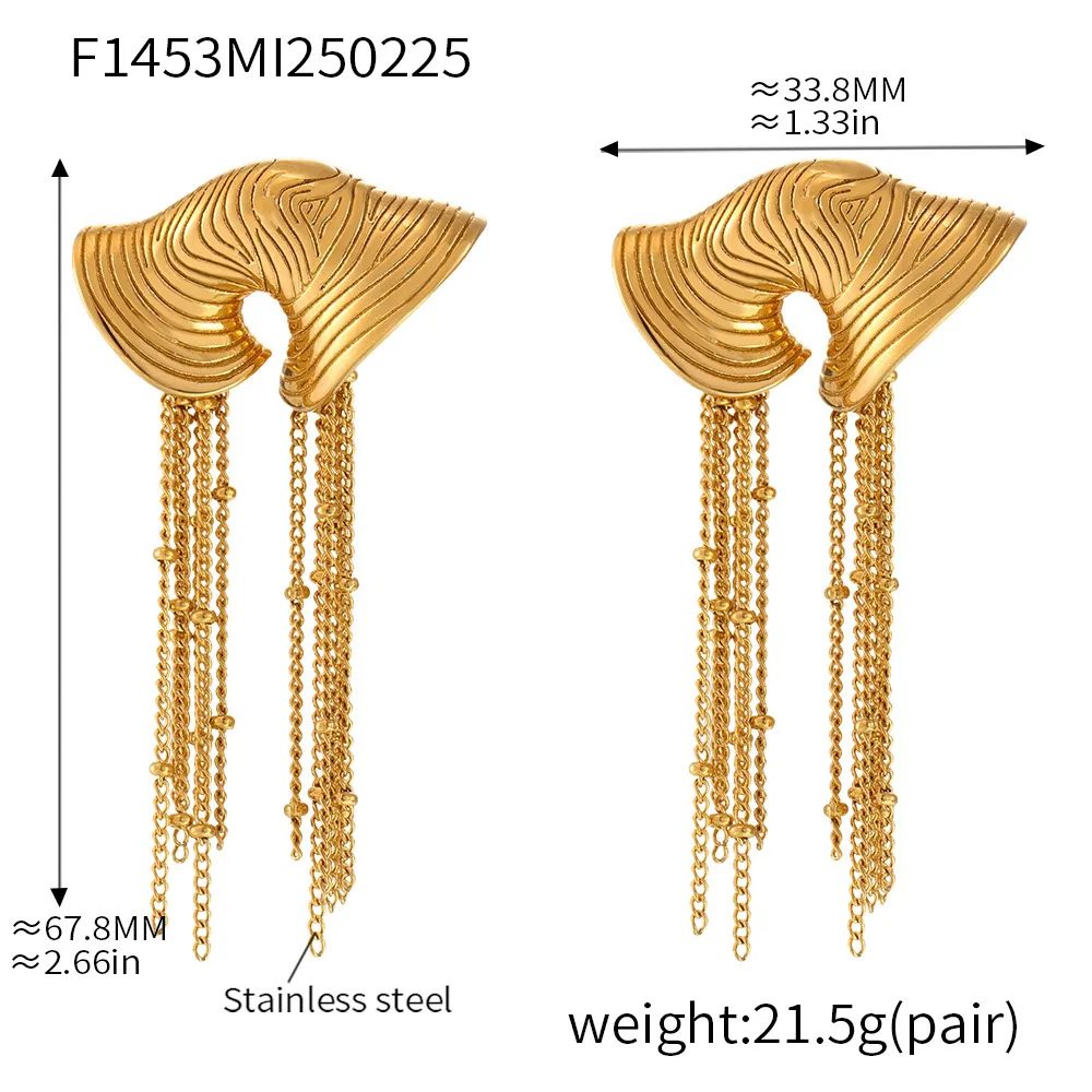 Mode Edelstahl Lange Quaste Ohrringe frauen Gold Farbe Silber Unregelmäßige Persönlichkeit Ohr Studs Mädchen Trend Schmuck – Detail 5