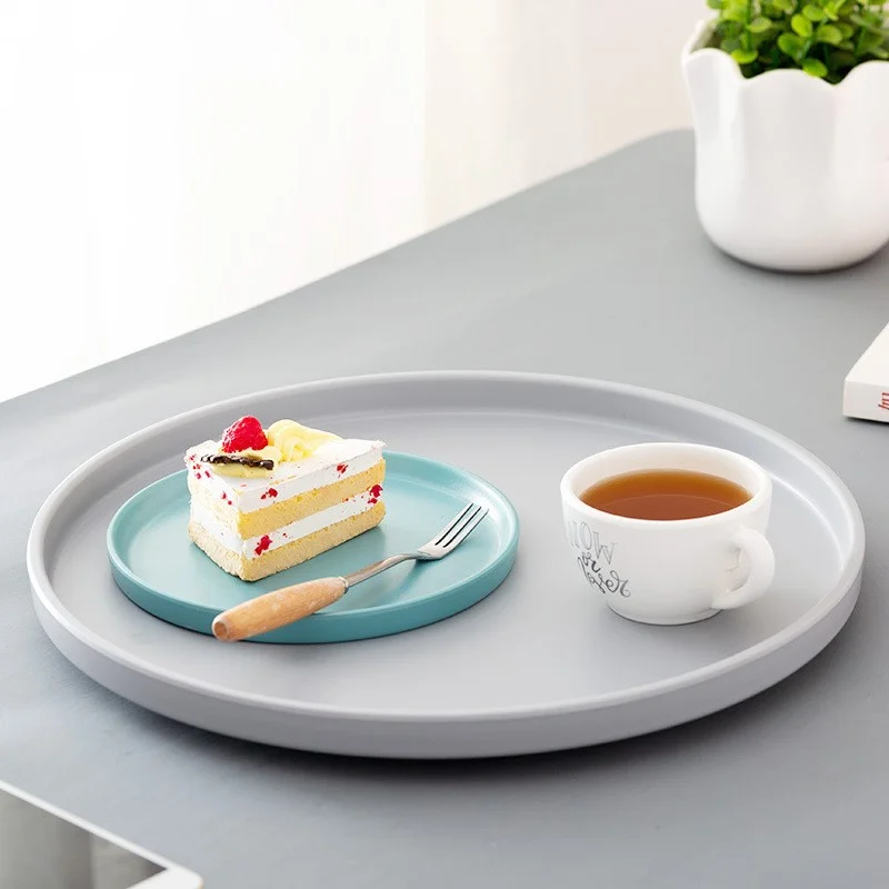 

Creative Breakfast Western Style Steak Plate Imitation Porcelain Net Red Tableware Round Plastic Vegetable Fruit
