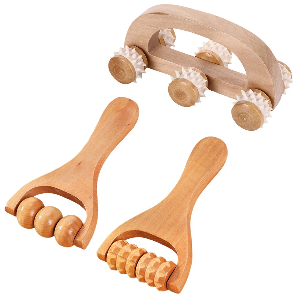 

3Pcs Household Wooden Roller Body Muscle Massager Wooden Body Massager Handheld Manual Roller