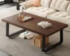 Rustic Walnut Coffee Table, Mid Century Modern Center Table, Rectangle Industrial Living Room Coffee Table, Walnut, 47 in 1