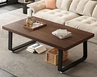 Rustic Walnut Coffee Table, Mid Century Modern Center Table, Rectangle Industrial Living Room Coffee Table, Walnut, 47 in 1