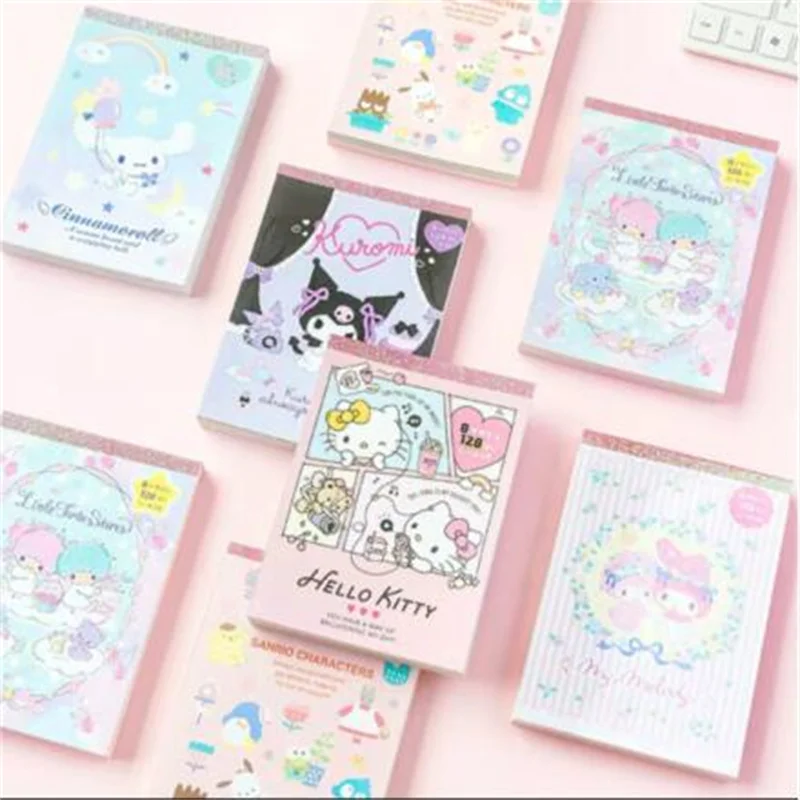 

6 шт./партия Sanrio Kitty Kuromi Cinnamoroll блокнот для записей милые Липкие заметки канцелярские этикетки блокнот планировщик наклейка товары для почты и школы