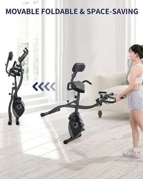 Exercise Bike Folding Magnetic Upright Stationary Bike with Pulse Sensor LCD Monitor Indoor Cycling Bike Stationary Bike 5