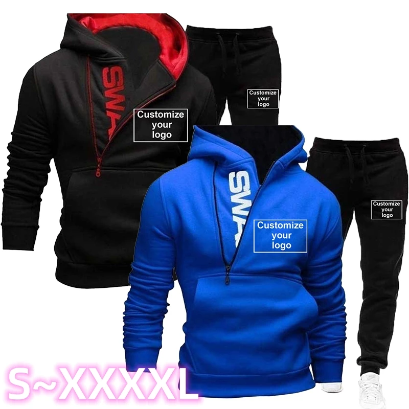 Men's Pullover Hoodie Customization Your Logo Printed Zipper Jacket Winter Warm High Neck Hat Men's Hoodie Sweatwear