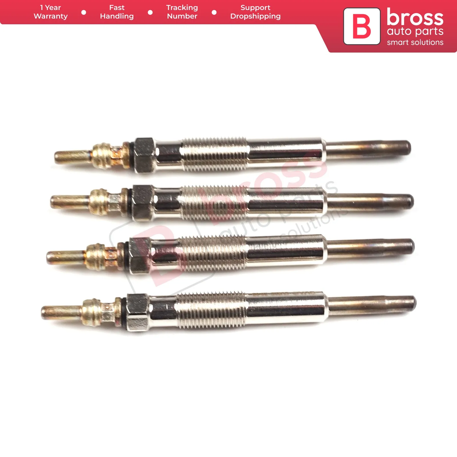 

Bross Auto Parts BGP25-1 4 Pcs Heater Glow Plugs 7700111940, GN019, 0100226375 for Renault Dacia Daewoo 1.9D Ship From Turkey