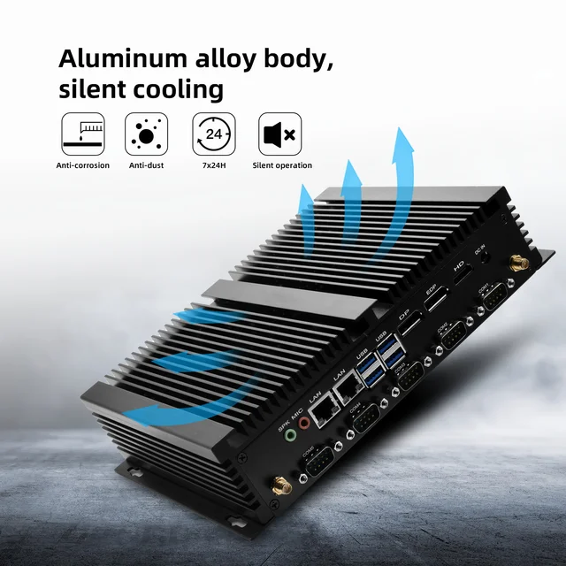 HYSTOU Лидер продаж LPT безвентиляторный мини-ПК Intel 8G DDR4 256G 512G Настольный HD DP EDP Windows11 6 * RS232 COM Промышленный компьютер ITX 1