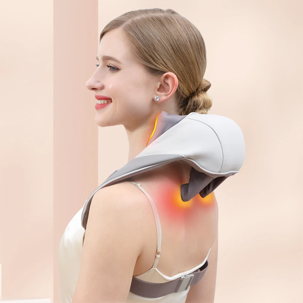 

Electric Cervical Massage Shawl Wireless Rechargeable Portable Heated Kneading Neck Massager For Pain Relief Massager