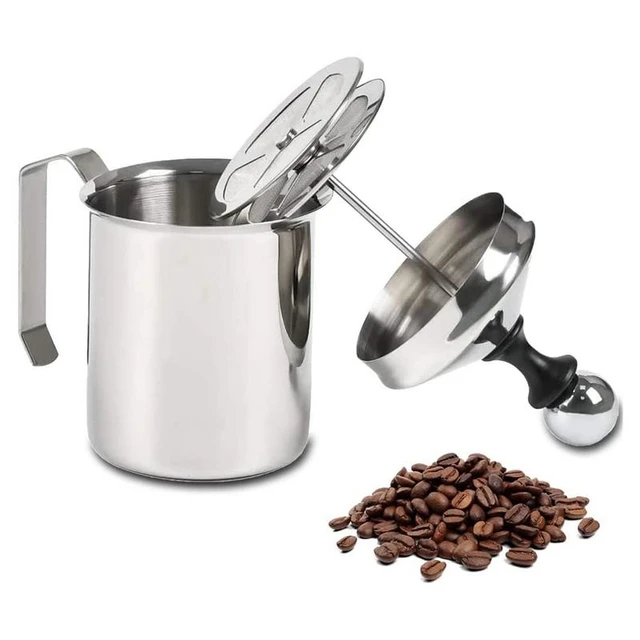 1pc Milk Frothing Pitcher, Stainless Steel Manual Milk Frother For  Household