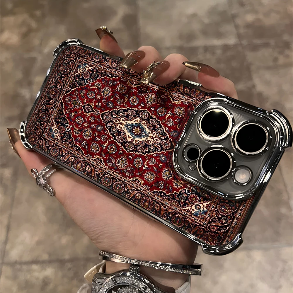 Elegant Persian Floral Pattern Plated Phone Case