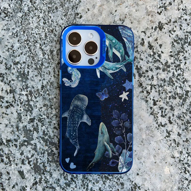 Space Ocean Whale Shark Swimming Phone Case - Shockproof Laser Design  Shell