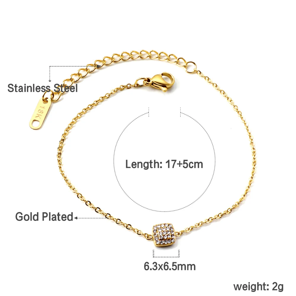 LUXUSTEEL 2023 New White Square Cubic Zirconia Bracelets For
