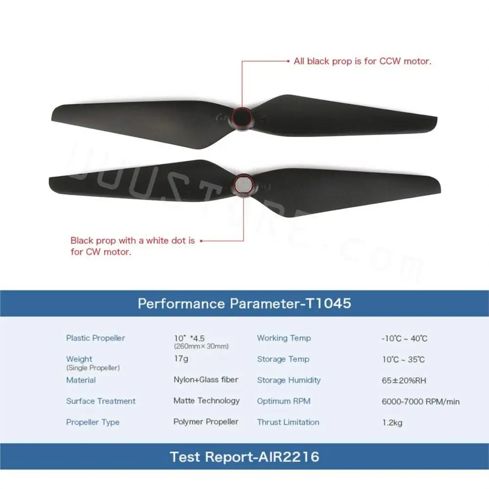 1/2PCS T-MOTOR T1045 II Version (CW+CCW) Propeller Prop fit for AIR GEAR 450 SOLO AIR 2216 KV880 motor 9