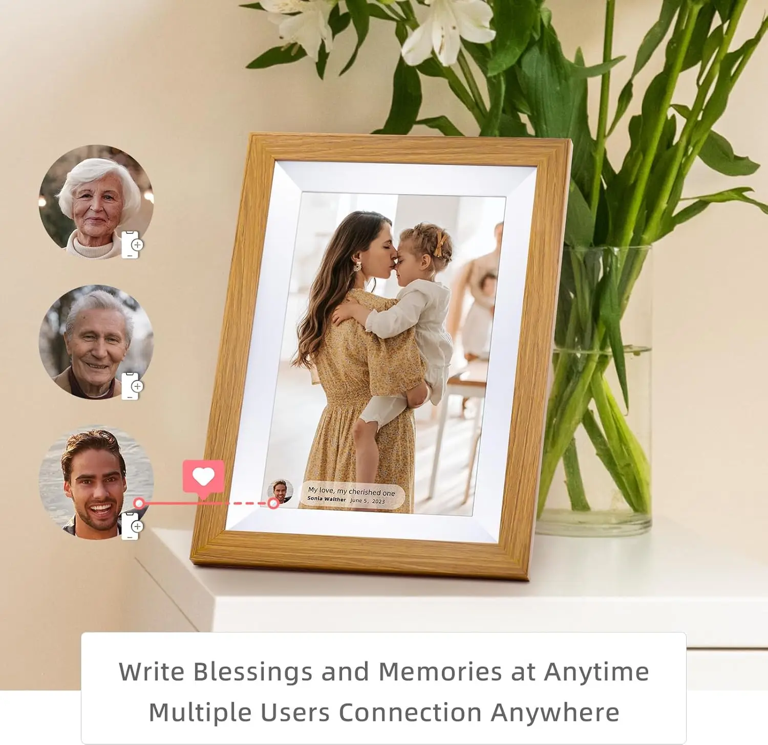 Description Picture 3 of item10.1 inch wifi cloud digital photo frame ios Android APP remote digital photo frame wooden digital frame