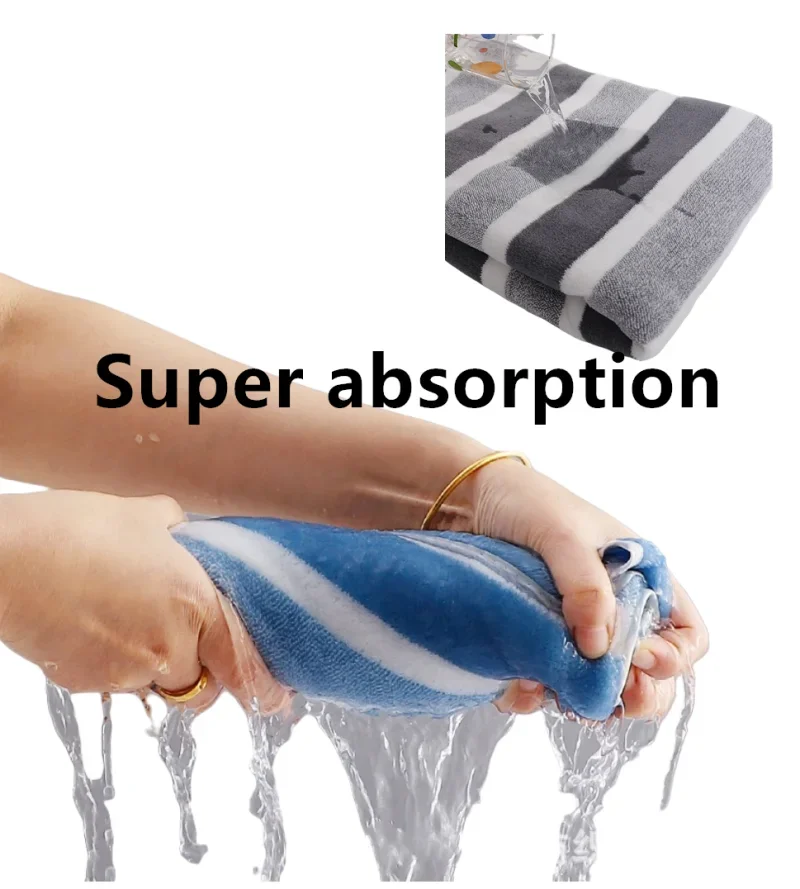 Bathroom Towel Set with Striped Pattern, Soft Hand Absorbent, Wrapping Towels, Quick Drying, Beauty Salons and Hotels 2