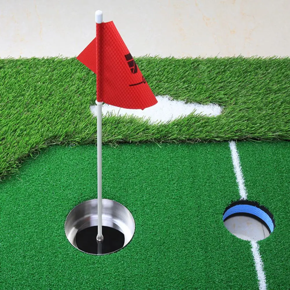 

1 Set Golf Hole Cup with Flag Concise High-intensity Turnover Prevent Golf Green Cups for Competition