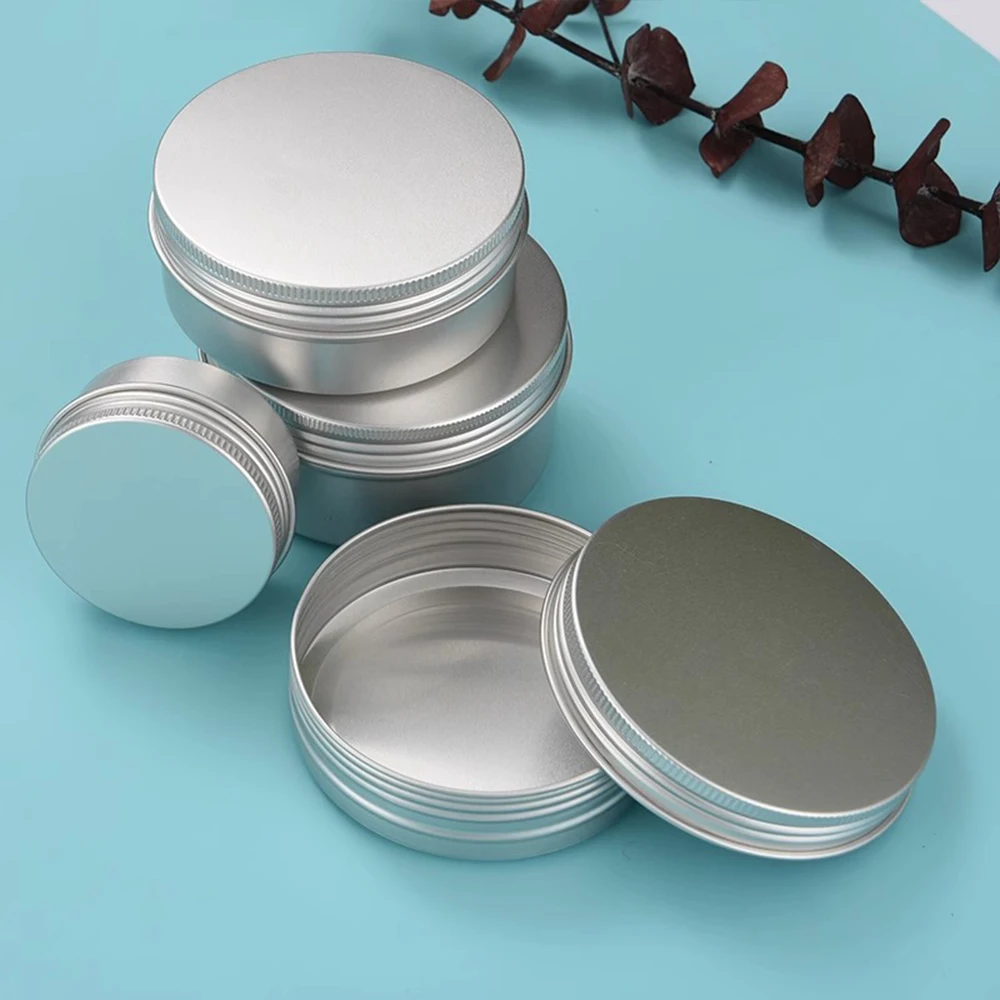 5/10/15/20/30/50/60/100/150/200/250g Aluminum Tins with Lids Silvery Tin  Cans Round Metal Box Empty Ceam Jar Cosmetic Containers - AliExpress