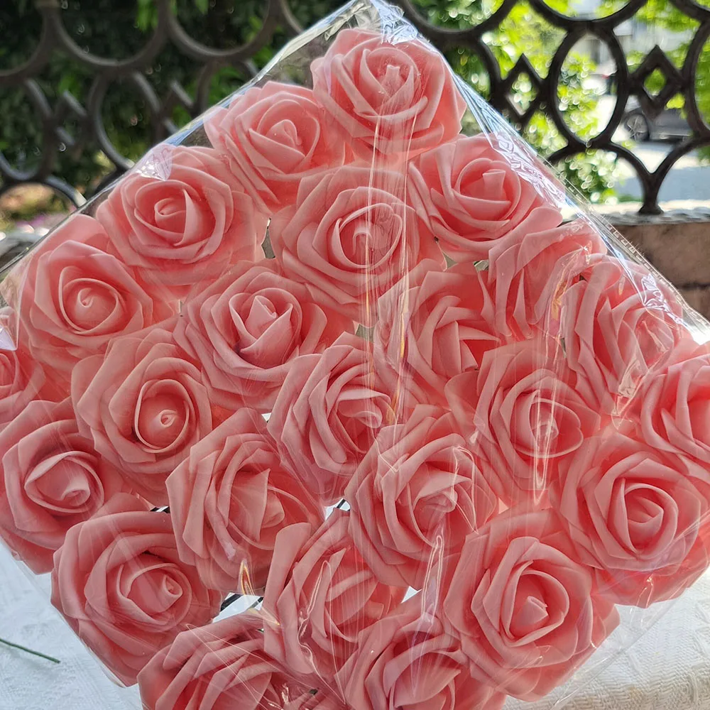 

8cm Simulation Rose Rose Foam Head Belt Pole DIY Handmade Wedding Home Furnishing Party Decoration Flower Arranging Art