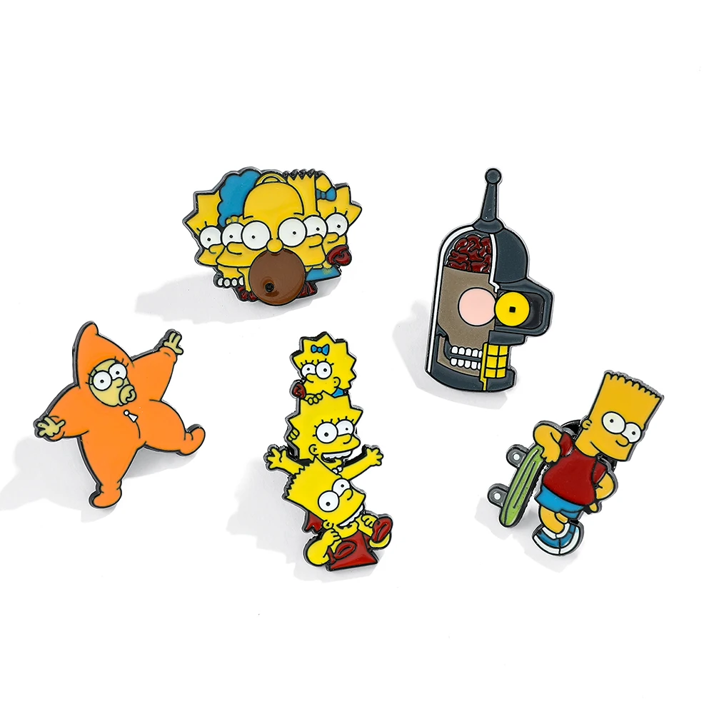 Disney Tv Comedy Anime Homer Simpson Series Spilla Smaltata Spille Da Bavero Cartoon Distintivi Divertenti Gioielli Regalo Per Bambini Amici