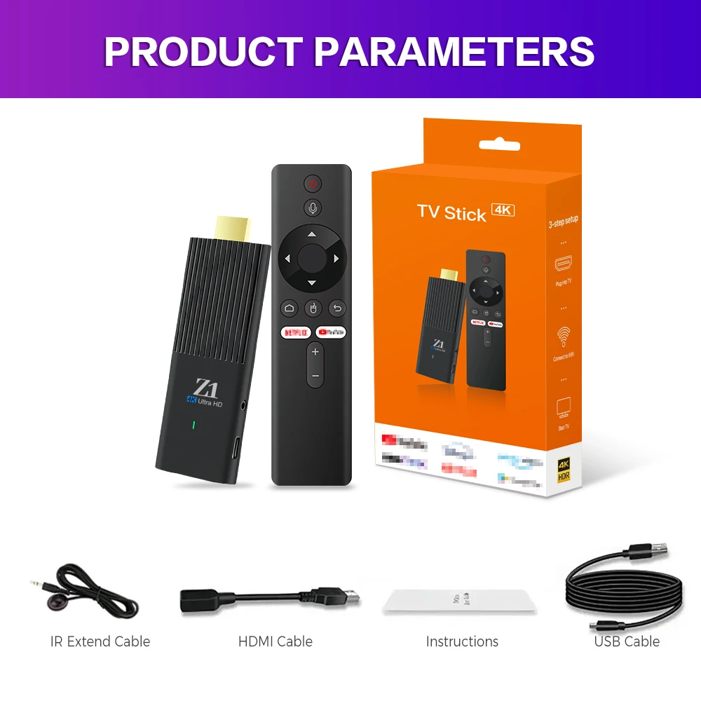 Z1 Dongle Smart TV Stick 4K Android 14 H313 2.4G/5G Wifi Support