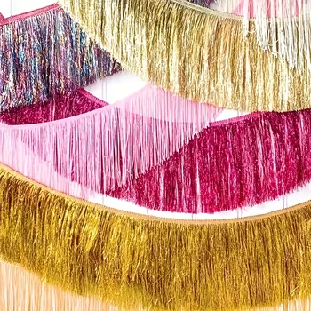 2 pezzi 3 m di frange in lamina metallica per decorazioni per feste e gonne da tavola per matrimoni, compleanni, decorazioni natalizie, decorazioni per la casa