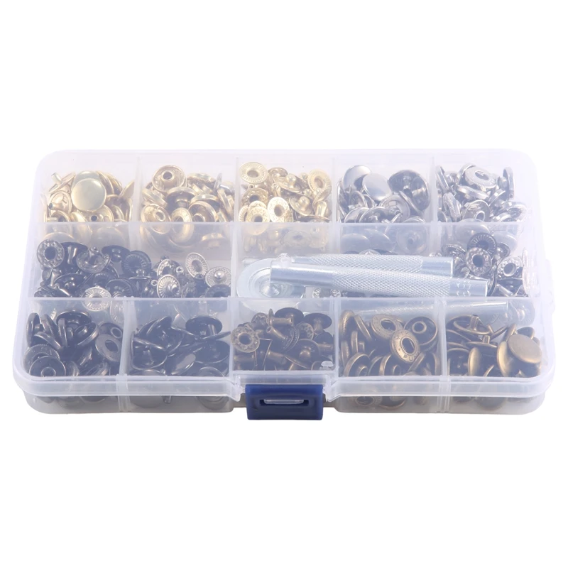 

100 Set Leather Snap Fasteners Kit, 12.5Mm Metal Button Snaps Press Studs, 4 Color Leather Snaps For Clothes, Bags